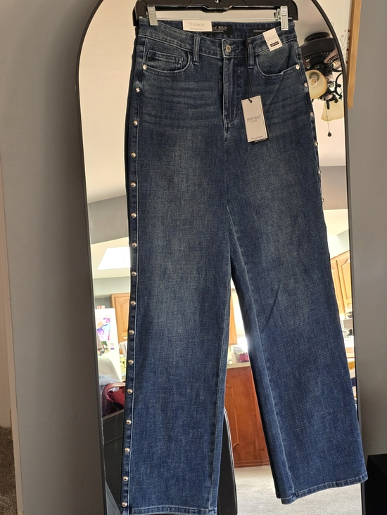 Judy Blue Denim - Judy Blue Dark Blue Side-Stud Wide Leg Jeans